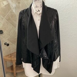 325- Peppe Peluso NWT Black Sequin Jacket Size Large Sequin with Polyester Shell